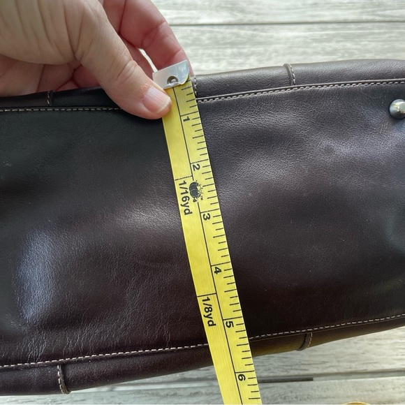 Prüne Argentina Brown Leather Satchel Bag with Double Handles - Picture 14 of 14